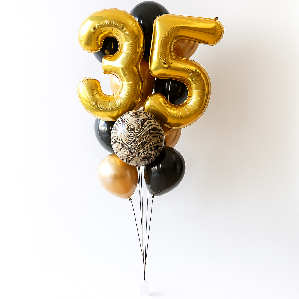 Galaxy Black and Gold - Balloon Bouquet