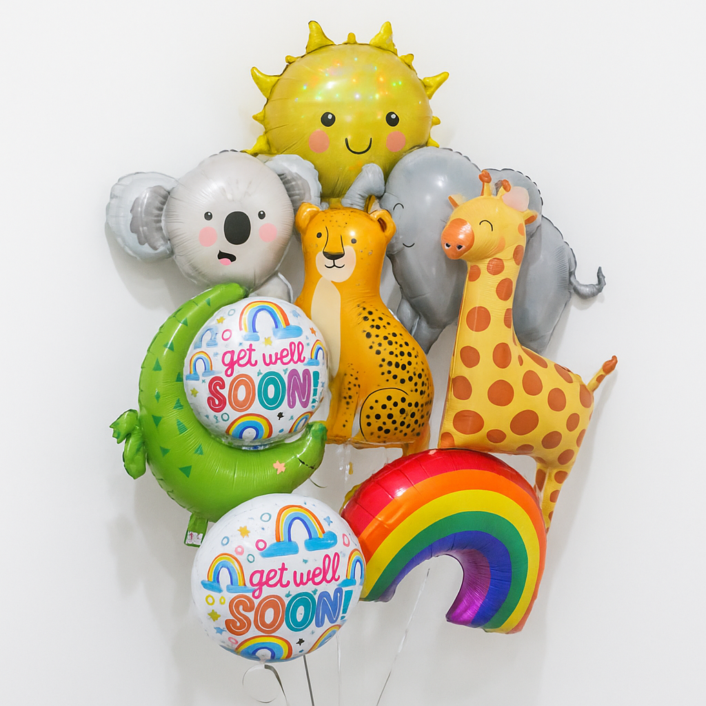 Sunny Animals Get Well Soon - Balloon Bouquet