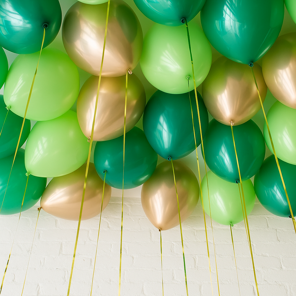 Gold & Green Shades - Helium Ceiling Balloons