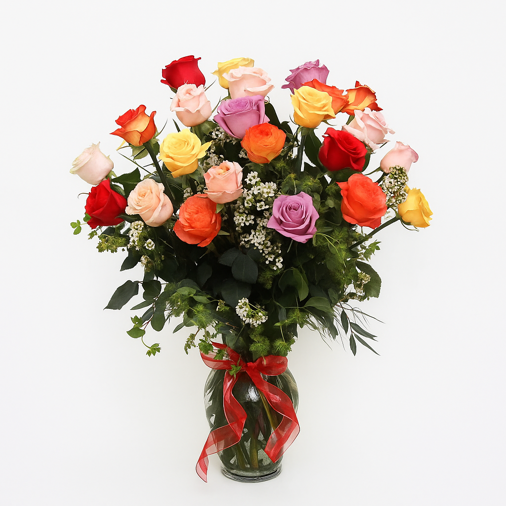 2 Dozen Mixed Roses - Flower Bouquet