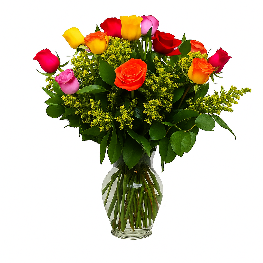 1 Dozen Mixed Roses - Flower Bouquet