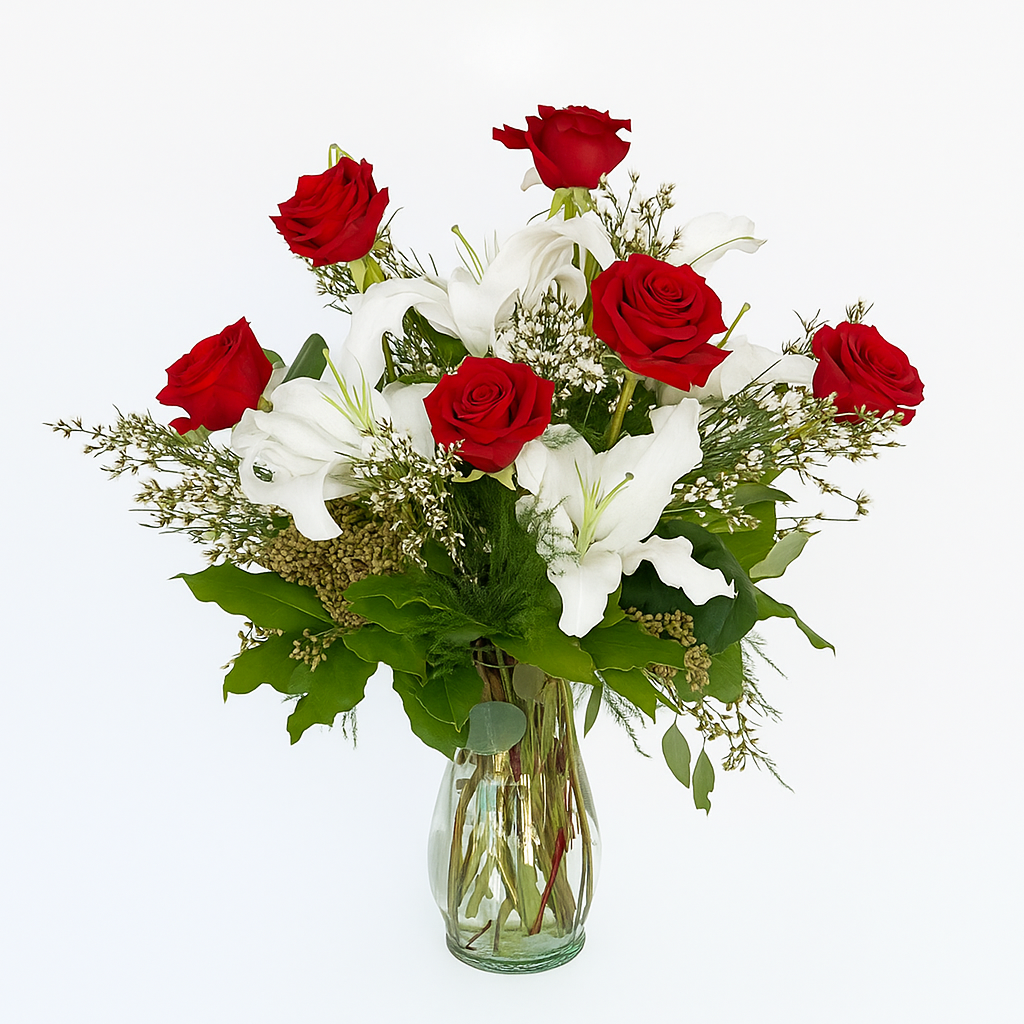 Crimson & Ivory - Flower Bouquet