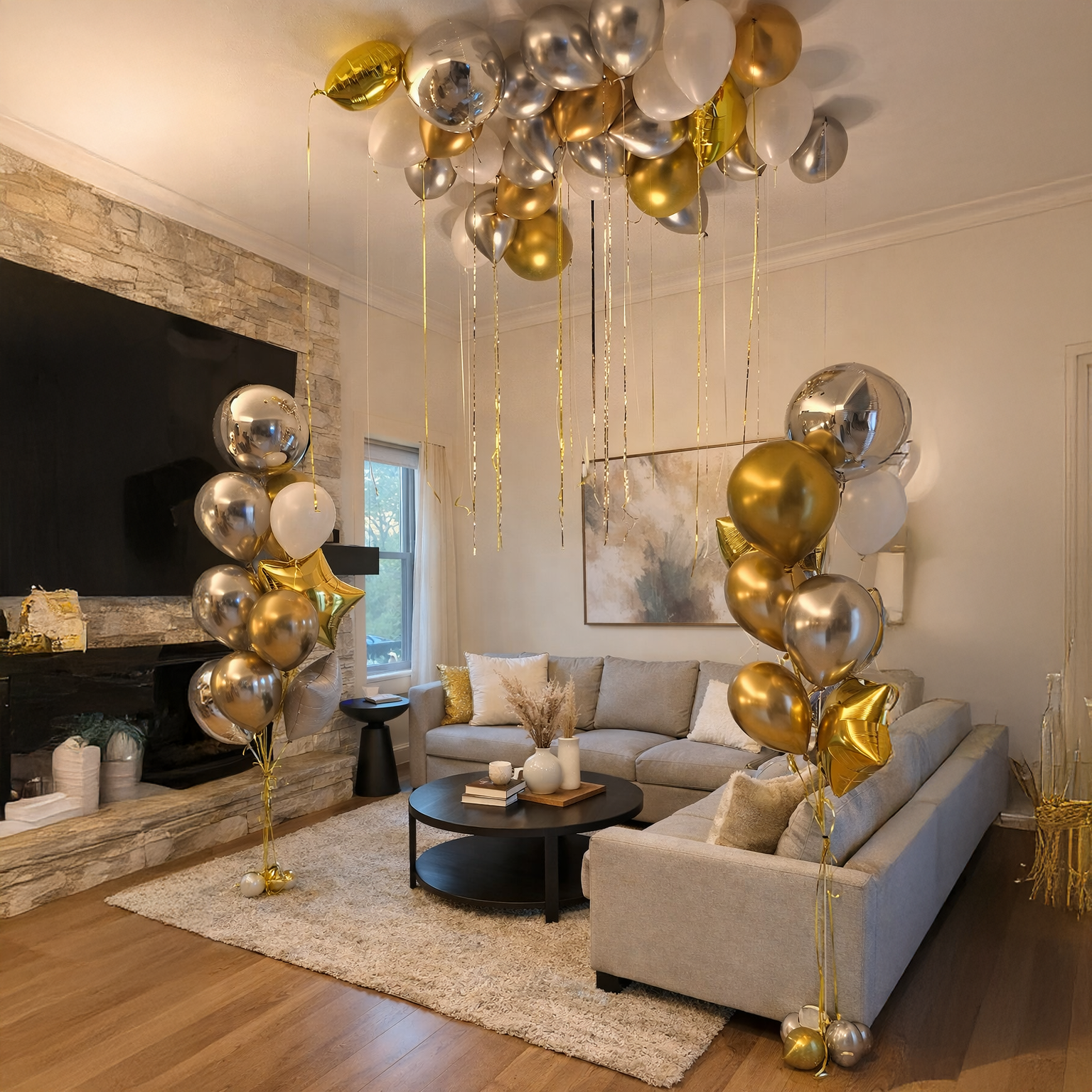 2 Bouquets and Ceiling Balloons - Balloon Bouquet Combo